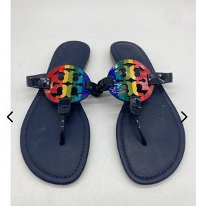 EUC-Tory Burch Miller Sandal Patent Rainbow Pride Size 10 Sold Out